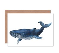 Artery8 Watercolour Blue Whale Sea Life Marine Mammal Animal Card Artery8 Multicolor