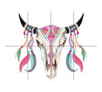 Artery8 Watercolour Cow Skull XL Giant Panel Poster (8 Sections)