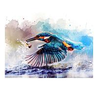 Artery8 Watercolour Filter Kingfisher Bird River Photo Large Wall Art Poster Print Thick Paper 18X24 Inch