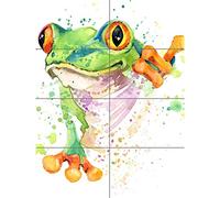 Artery8 Watercolour Frog Bright XL Giant Panel Poster (8 Sections)