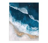 Artery8 Waves on Beach From Above Artwork Coastal Calm Bathroom Large Wall Art Poster Print Thick Paper 18X24 Inch
