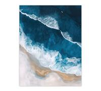 Artery8 Waves on Beach From Above Artwork Coastal Calm Bathroom Extra Large XL Wall Art Poster Print