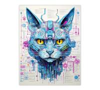 Artery8 Weaponized Cat Robot Hybrid Secret Military Schematic Blueprint Futuristic Complex Arcane Manuscript Gift For Him Man Cave Large Wall Art Poster Print Thick Paper 18X24 Inch