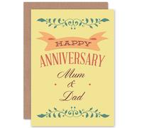 Artery8 Wedding Anniversary Happy Marriage Mum Dad Greetings Card in Yellow Artery8 Yellow