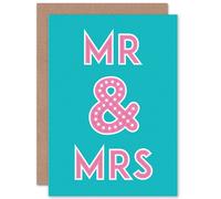 Artery8 Wedding Celebration Mr Mrs Happy Couple Love Greetings Card in Blue Artery8 Blue