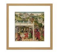 Artery8 Wedding Feast Saint Elizabeth Louis Of Thuringia 8X8 Inch Square Wooden Framed Wall Art Print Picture with Mount in Light Oak Artery8 Light Oak