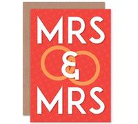 Artery8 Wedding Marriage Mrs & Mrs Same Sex Gay Greetings Card in Orange Artery8 Orange