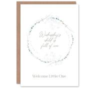 Artery8 Wednesday's Child is Full of Woe Floral Wreath New Baby Card
