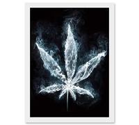 Artery8 Weed Marijuana Smoke Joint Spliff Leaf Black White A4 Artwork Framed Wall Art Print
