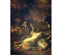 Artery8 Weenix Still Life Monkey Dog Dead Game Art Print Canvas Premium Wall Decor Poster Mural
