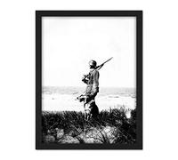 Artery8 Wehrmacht Soldier At Sea Dog Vintage Photograph Artwork Framed Wall Art Print 18X24 Inch