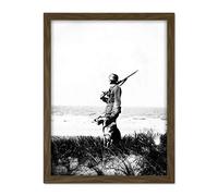 Artery8 Wehrmacht Soldier At Sea Dog Vintage Photograph Artwork Framed Wall Art Print 18X24 Inch