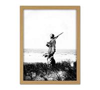 Artery8 Wehrmacht Soldier At Sea Dog Vintage Photograph Artwork Framed Wall Art Print 18X24 Inch