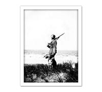 Artery8 Wehrmacht Soldier At Sea Dog Vintage Photograph Artwork Framed Wall Art Print 18X24 Inch