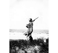 Artery8 Wehrmacht Soldier At Sea Dog Vintage Photograph Premium Wall Art Canvas Print 18X24 Inch