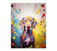 Artery8 Weimaraner Dog Lover Gift Pet Portrait Yellow Purple Blue Artwork Painting Unframed Wall Art Print Poster Home Decor Premium