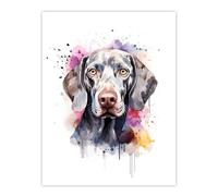 Artery8 Weimaraner Lovers Gift Watercolour Pet Portrait Painting Artwork Large Wall Art Poster Print Thick Paper 18X24 Inch