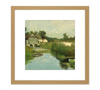 Artery8 Weissenbruch Summer Day River Countryside Painting 8X8 Inch Square Wooden Framed Wall Art Print Picture with Mount in Light Oak Artery8 Light Oak