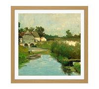 Artery8 Weissenbruch Summer Day River Countryside Painting Square Wooden Framed Wall Art Print Picture 16X16 Inch
