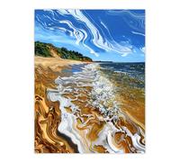 Artery8 West Bay Dorset Abstract Fluid Trippy Beach Wall Art Print in Blue | Size: W12" x H16" Artery8 Blue W12" x H16"