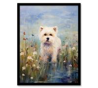 West Highland Terrier Claude Monet Style Dog Oil Painting Pastel Colour Portrait Art Print Framed Poster Wall Decor Artery8 Black A4