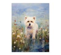 West Highland Terrier Claude Monet Style Dog Oil Painting Pastel Colour Portrait Extra Large XL Unframed Wall Art Poster Print Artery8 Multi W24 inch x H32 inch