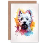 Artery8 West Highland Terrier Lovers Gift Watercolour Pet Portrait Painting Artwork Greeting Card Artery8 Multicolor