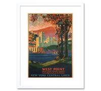 Artery8 West Point United States Military Academy New York Central Line Train Vintage Travel Poster Artwork Framed Wall Art Print 12X16 Inch in White Artery8 White