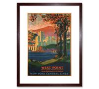 Artery8 West Point United States Military Academy New York Central Line Train Vintage Travel Poster Artwork Framed Wall Art Print 12X16 Inch in Brown Artery8 Brown