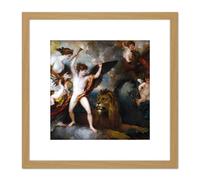 Artery8 West Power Love Three Elements Painting 8X8 Inch Square Wooden Framed Wall Art Print Picture with Mount in Light Oak Artery8 Light Oak