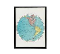 Artery8 Western Hemisphere 1908 Map Rand McNally Framed Canvas Wall Art in White | Size: W12" x H16" Artery8 White W12" x H16"