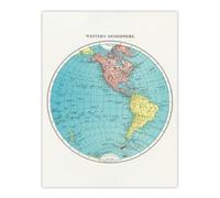 Artery8 Western Hemisphere 1908 Map Rand McNally Vintage Wall Art Print Poster in White | Size: W12" x H16" Artery8 White W12" x H16"