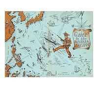 Artery8 Western Pacific Guide Map 1945 Pictorial Wall Art Print : WWII Era Illustrated Map for Study or Living Room Fascinating Historical Gift for Geography Enthusiasts