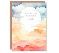 Artery8 What We Think We Become Buddhist Mindfulness Quote Birthday Card in Orange Artery8 Orange