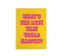 Artery8 What's The Best That Could Happen Yellow Pink Canvas Wall Art Print | Size: W12" x H16" Artery8 Yellow W12" x H16"