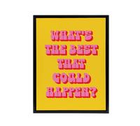 Artery8 What's The Best That Could Happen Yellow Pink Framed Canvas Art Print | Size: W12" x H16" Artery8 Yellow W12" x H16"
