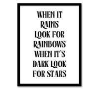 Artery8 When It Rains Look For Rainbows When Dark Stars Framed Wall Art Print in White | Size: W12" x H16" Artery8 White W12" x H16"