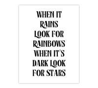 Artery8 When It Rains Look For Rainbows When Dark Stars Wall Art Print in White | Size: W12" x H16" Artery8 White W12" x H16"