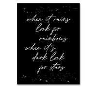 Artery8 When It's Dark Look For Stars Modern Motivational Framed Art Print in Black | Size: A4 Artery8 Black A4