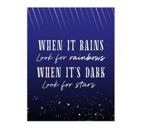 Artery8 When It's Dark Look For Stars Oscar Wilde Quote Wall Art Print in Blue | Size: W18" x H24" Artery8 Blue W18" x H24"
