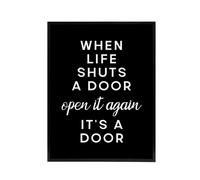 Artery8 When Life Shuts A Door Open It Funny Cheeky Black Framed Canvas Art | Size: W18" x H24" Artery8 Black W18" x H24"