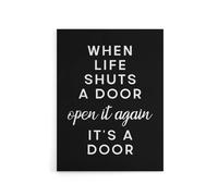 Artery8 When Life Shuts A Door Open It Funny Cheeky Canvas Wall Art Print in Black | Size: W24" x H32" Artery8 Black W24" x H32"