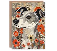 Artery8 Whippet in Wildflowers Floral Folk Art Dog Lover For Him Or Her Art Birthday Personalised Card