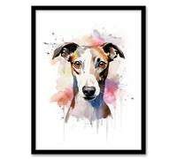 Artery8 Whippet Lovers Gift Watercolour Pet Portrait Painting Artwork Artwork Framed Wall Art Print 18X24 Inch