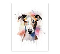 Artery8 Whippet Lovers Gift Watercolour Pet Portrait Painting Artwork Large Wall Art Poster Print Thick Paper 18X24 Inch