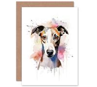 Artery8 Whippet Lovers Gift Watercolour Pet Portrait Painting Artwork Sealed Greeting Card Plus Envelope Blank inside