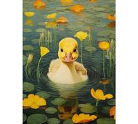 Artery8 Whirlpool Duckling Lily Pads and Flowers Kids Bedroom Nursery Artwork Extra Large XL Wall Art Poster Print