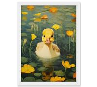 Artery8 Whirlpool Duckling Lily Pads and Flowers Kids Bedroom Nursery Artwork Framed A3 Wall Art Print