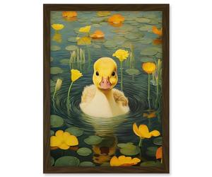 Artery8 Whirlpool Duckling Lily Pads and Flowers Kids Bedroom Nursery Artwork Framed A3 Wall Art Print