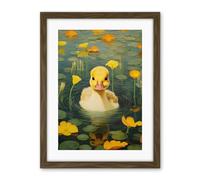 Artery8 Whirlpool Duckling Lily Pads and Flowers Kids Bedroom Nursery Artwork Framed Wall Art Print 18X24 Inch